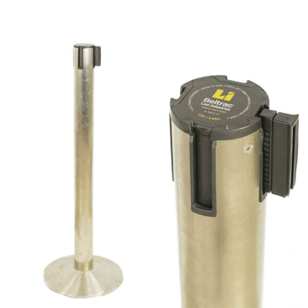 Chromed Retractable Stanchion with Black Belt Beltrac 12ft. - Image 2